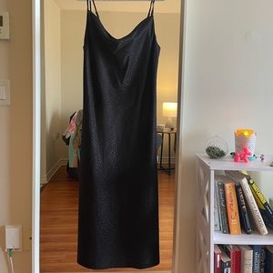Black silk cowl neck dress